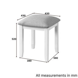 The Furniture Market Cheshire White Painted Dressing Table Stool With Light Grey Fabric Seat Pad Stylish And Timeless - thumbnail 5