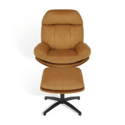 Velvet Tan Brenna Swivel Armchair With Footstool - thumbnail 3