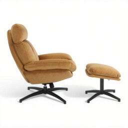 Velvet Tan Brenna Swivel Armchair With Footstool - thumbnail 6