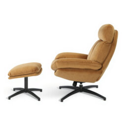 Velvet Tan Brenna Swivel Armchair With Footstool - thumbnail 4