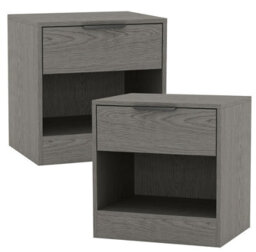 Urbn-Living Urbnliving 45Cm Width 1-Drawer Bedside Cedar Grey Table Cabinet Nightstand Storage Shelf Bedroom Furniture Unit Set Of 2 - thumbnail 1