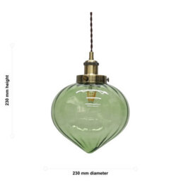 First Choice Lighting Set Of 2 Layla - Green Glass Easy Fit Pendant Shades Brass Detail - thumbnail 4