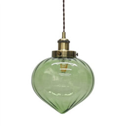 First Choice Lighting Set Of 2 Layla - Green Glass Easy Fit Pendant Shades Brass Detail - thumbnail 2