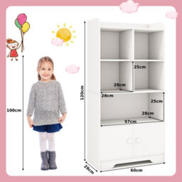 Costway 120Cm Wooden Bookcase 4-Tier Bookshelf Freestanding Storage Cabinet Display Organizer - thumbnail 3