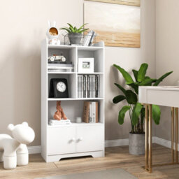 Costway 120Cm Wooden Bookcase 4-Tier Bookshelf Freestanding Storage Cabinet Display Organizer - thumbnail 1