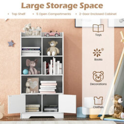 Costway 120Cm Wooden Bookcase 4-Tier Bookshelf Freestanding Storage Cabinet Display Organizer - thumbnail 7