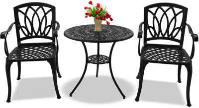 Centurion Supports Positano Garden And Patio Table And 2 Chairs Cast Aluminium Bistro Set - Black - image 1
