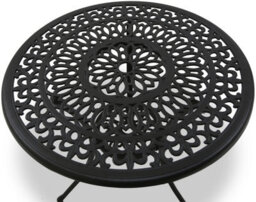 Centurion Supports Positano Garden And Patio Table And 2 Chairs Cast Aluminium Bistro Set - Black - thumbnail 2