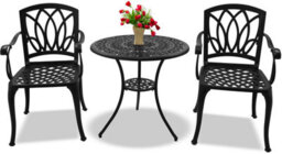 Centurion Supports Positano Garden And Patio Table And 2 Chairs Cast Aluminium Bistro Set - Black - thumbnail 1
