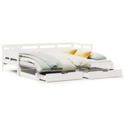 Berkfield Daybed With Trundle And Drawers Without Mattress White 90X200 Cm - thumbnail 2