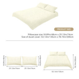 Darphe Beige White 3 Pcs Single Size Stripe Duvet Cover Set With Pillowcases 135 X 200 Cm - thumbnail 8