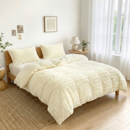 Darphe Beige White 3 Pcs Single Size Stripe Duvet Cover Set With Pillowcases 135 X 200 Cm - thumbnail 1