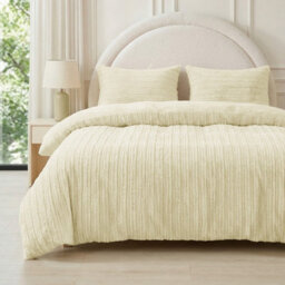 Darphe Beige White 3 Pcs Single Size Stripe Duvet Cover Set With Pillowcases 135 X 200 Cm - thumbnail 2