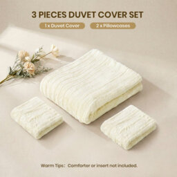 Darphe Beige White 3 Pcs Single Size Stripe Duvet Cover Set With Pillowcases 135 X 200 Cm - thumbnail 7