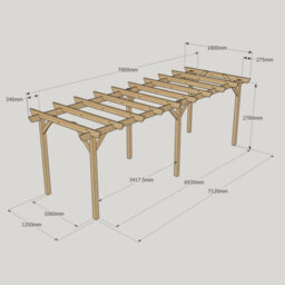Rutland County Garden Furniture Garden Pergola 6 Posts - Wood - L180 X W780 X H270 Cm - Light Green - thumbnail 5