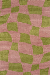 The Rugs Joli Green And Pink Chequered Rug Soft Dense Pile Easy To Clean And Pet Friendly For Living Rooms And Bedrooms - thumbnail 2