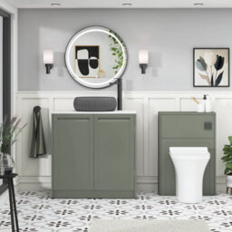 Royal Bathrooms Royal Bathroom Elmore 800mm Matt Green Freestanding Countertop Bathroom Vanity Unit 2 Door With Milan Black Basin - thumbnail 5