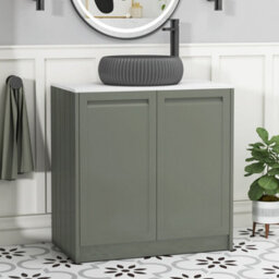 Royal Bathrooms Royal Bathroom Elmore 800mm Matt Green Freestanding Countertop Bathroom Vanity Unit 2 Door With Milan Black Basin - thumbnail 1