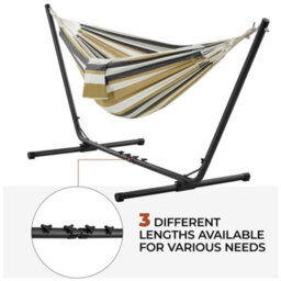 Yaheetech Desert Stripe Hammock Bed With Adjustable Steel Stand, Travel Bag For Garden, Beach, Camping & Outdoors - thumbnail 5
