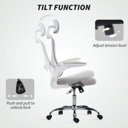 Homcom High Back Mesh Computer Desk Chair With Lumbar Support, Grey - thumbnail 8