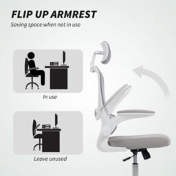 Homcom High Back Mesh Computer Desk Chair With Lumbar Support, Grey - thumbnail 7