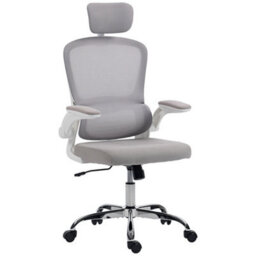 Homcom High Back Mesh Computer Desk Chair With Lumbar Support, Grey - thumbnail 2