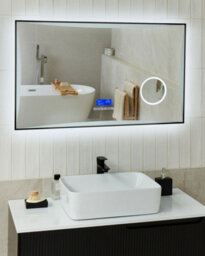 Beliani Led Bathroom Mirror Onlay 100 Cm 60 Cm Silver - thumbnail 2