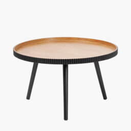 Pacific Lifestyle Round Tripod Wood Coffee Table With Ribbed Edge - thumbnail 4