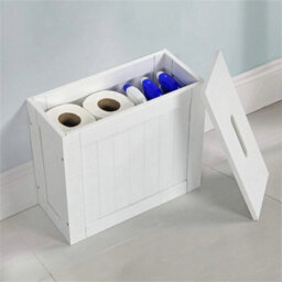 Grey With Natural Lid Wooden Slimline Storage Roll Box Unit - thumbnail 4