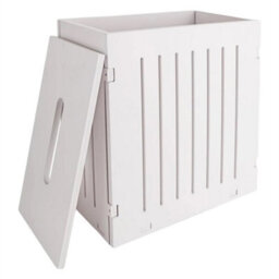 Grey With Natural Lid Wooden Slimline Storage Roll Box Unit - thumbnail 3