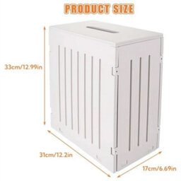 Grey With Natural Lid Wooden Slimline Storage Roll Box Unit - thumbnail 2