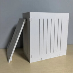 Grey With Natural Lid Wooden Slimline Storage Roll Box Unit - thumbnail 1