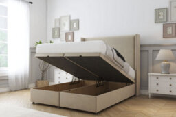 "Sloomy Devonshire Almond Coniston Ottoman Bed With Mattress With 54"" Wingback Headboard 2'6 Small Single" - thumbnail 2