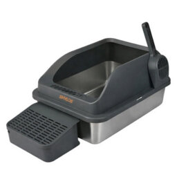 Skylos Stainless Steel Cat Litter Box Big Cats Kitten High Sided Grey - thumbnail 2