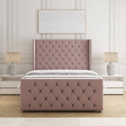 Bsspoke Anna Divan Bed Set Pink Plush Velvet With 54Inch Headboard & Footboard 2 Drawers Footend & Mattress In All Sizes - thumbnail 2