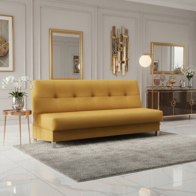 Enduro Xi Click Clack Sofa Bed Wooden Frame Foam Mattress Ideal For Living Room 195X90X85 Cm Yellow - image 1
