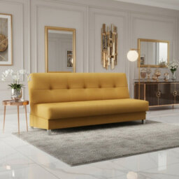 Enduro Xi Click Clack Sofa Bed Wooden Frame Foam Mattress Ideal For Living Room 195X90X85 Cm Yellow