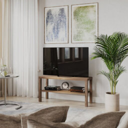 Urbn-Living Urbnliving 90Cm 2 Tier Tv Bench Entertainment Media Stand Cabinet Wooden Storage Display Unit, Oak - thumbnail 2