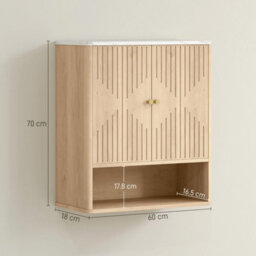 Oak Bathroom Wall Cabinet Adjustable Shelf And Open Shelf - thumbnail 2