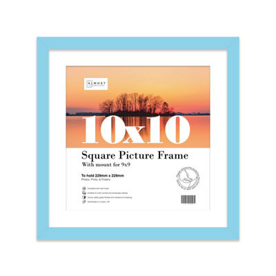 "10X10"" Light Blue Picture Frame - 10X10"" Square Frame With 9X9"" Mount For 10X10""/9X9"" Pictures Moderrn Style Thin Edge, 1 Pack" - image 1