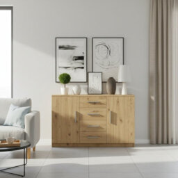 Bono Bo 01 K2D4Sz Modern Chest Of Drawers With 2 Doors And 4 Storage Drawers Artisan Oak - thumbnail 4