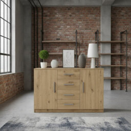 Bono Bo 01 K2D4Sz Modern Chest Of Drawers With 2 Doors And 4 Storage Drawers Artisan Oak - thumbnail 1