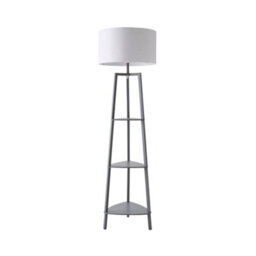 Valuelights Hiru Grey 3 Tier Shelf Floor Lamp With White Drum Shade And Bulb - thumbnail 7