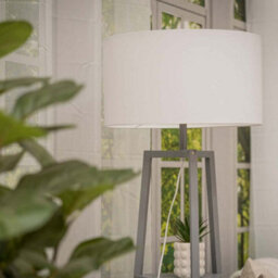 Valuelights Hiru Grey 3 Tier Shelf Floor Lamp With White Drum Shade And Bulb - thumbnail 6