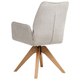 Wyld And Coco Swivel Dining Chair In Light Beige Faux Linen With High Back And Armrests, 58Cm W X 66Cm D X 90Cm H - thumbnail 5