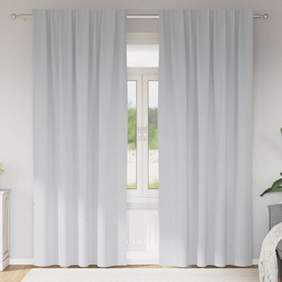 Berkfield Curtains With Curtains 2 Pcs Pale Grey 260 X 140 Cm Polyester - image 1