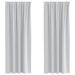 Berkfield Curtains With Curtains 2 Pcs Pale Grey 260 X 140 Cm Polyester - thumbnail 2