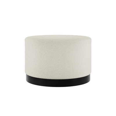 LPD Lara Ivory Boucle Pouffe - Large Multipurpose Design With Matte Black Base - image 1