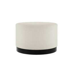 LPD Lara Ivory Boucle Pouffe - Large Multipurpose Design With Matte Black Base - thumbnail 1