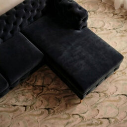 Monaco Chesterfield 3 Seater Chaise Sofa Black Velvet L Shaped Corner Chaise- Right Hand Deep Buttoned Upholstery Couch Lounge - thumbnail 3